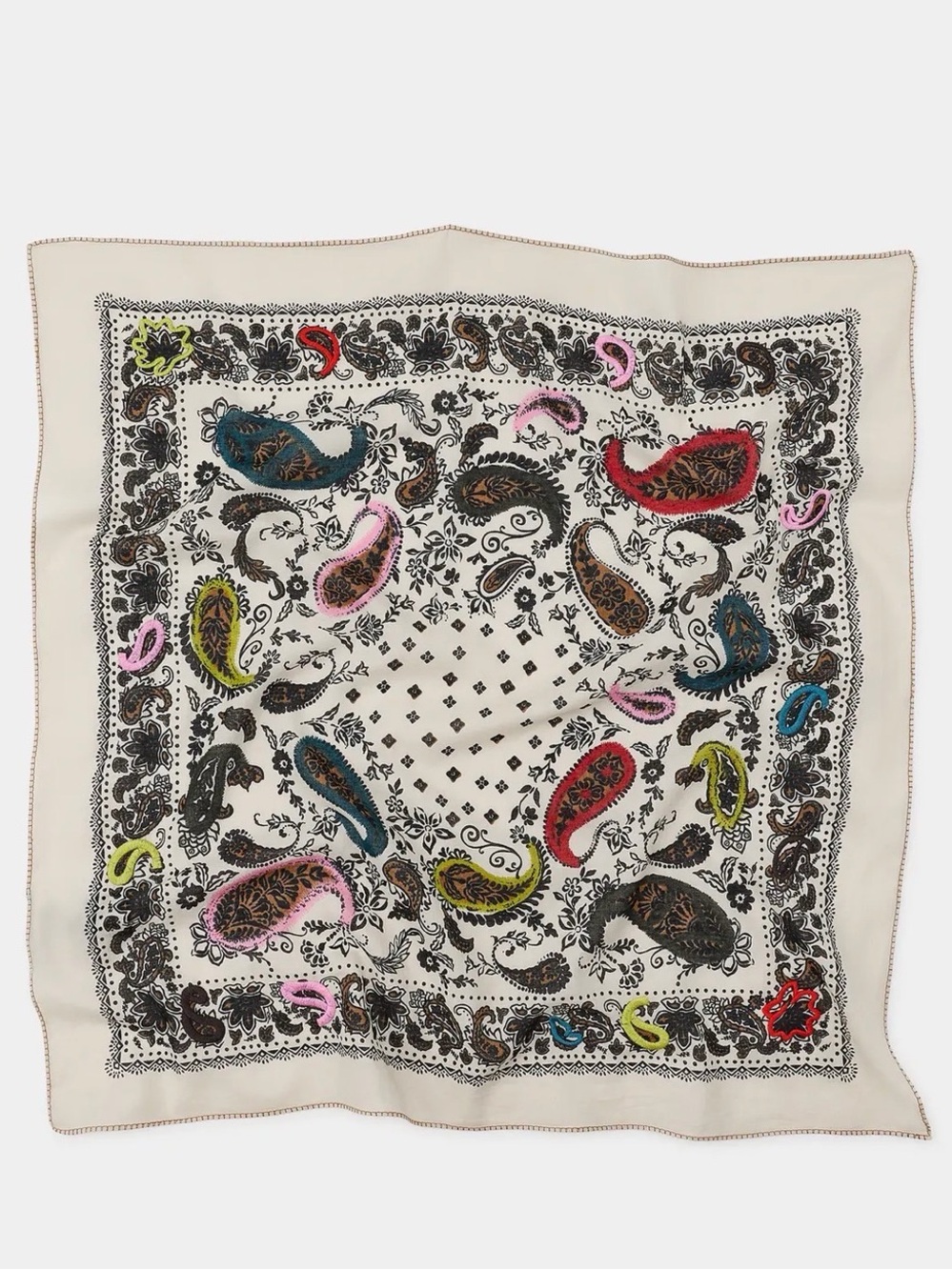 Zara Embroidered Printed Bandana Scarf